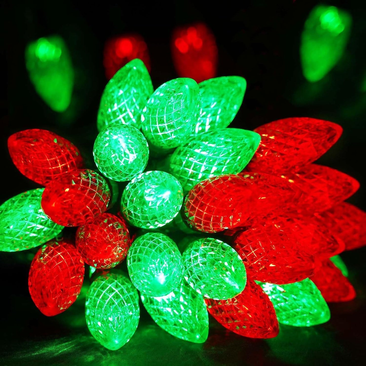 2-Pack Connectable C9 Christmas Lights Outdoor Indoor  66 Ft 100 Led Christmas String Lights Plug In With 8 Modes & Timer  Waterproof Fairy Twinkle Light For Xmas Tree Yard Decorations (Red And Green)