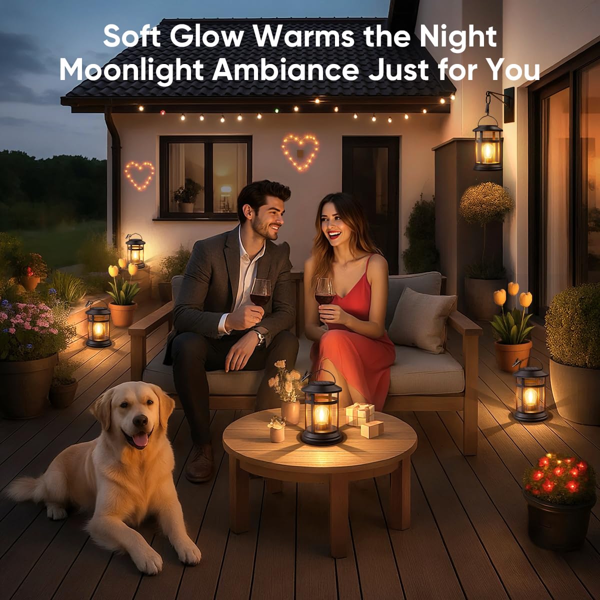 Nfever Solar Lanterns Outdoor Waterproof: 4 Pack Hanging Solar Lights For Outside Patio Porch Garden Tabletop Decor - Bright Led Warm White Solar Powered Lighting - 2025 Gardening Lovers Mom Gifts
