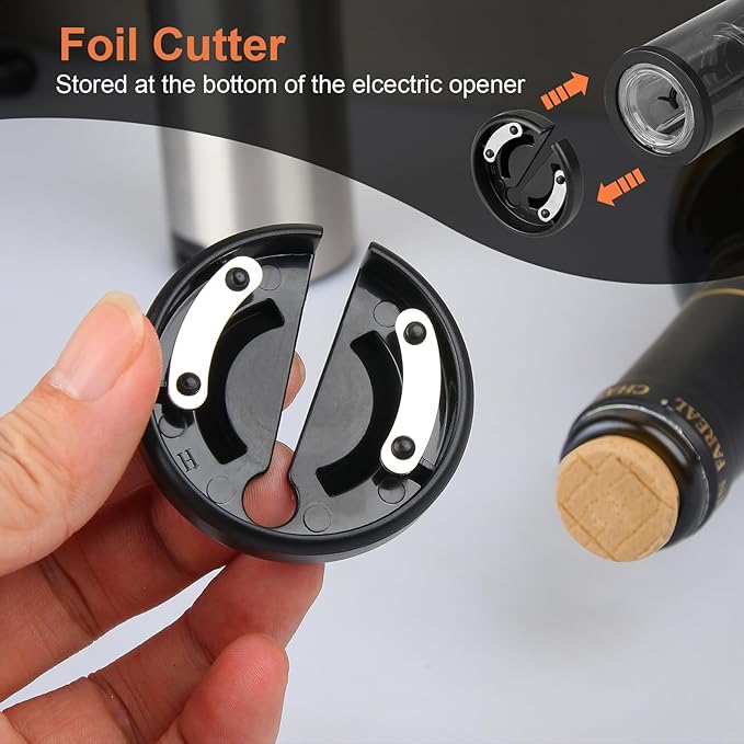 Electric Wine Bottle Opener Set, with Luxurious Wooden Gift Box, 2-in-1 Electric Decanter Wine Aerator & Dispenser, Vacuum Stopper, Foil Cutter, Automatic Wine Opener for Wine Lovers Home Bar