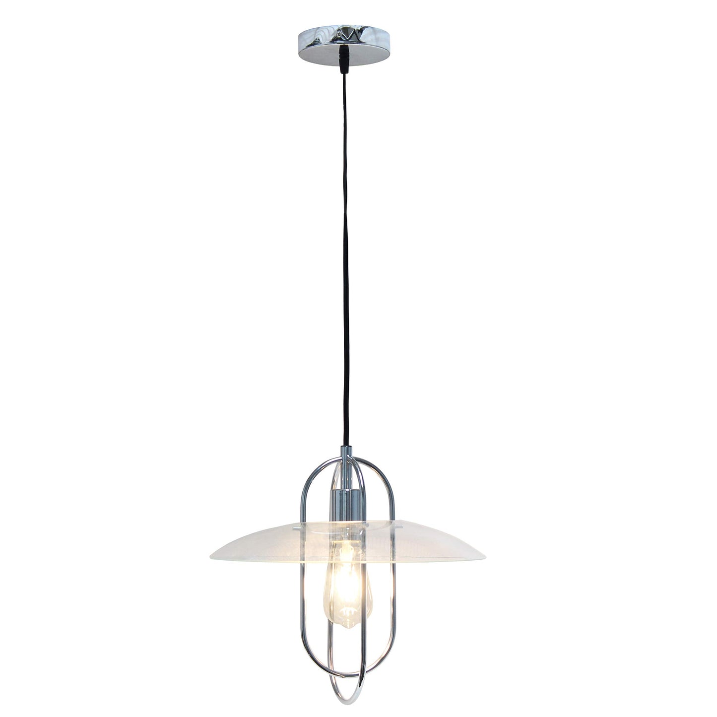 Simple Designs PT1008-CHR Modern Pendant Light, 1 Light, Chrome, Iron