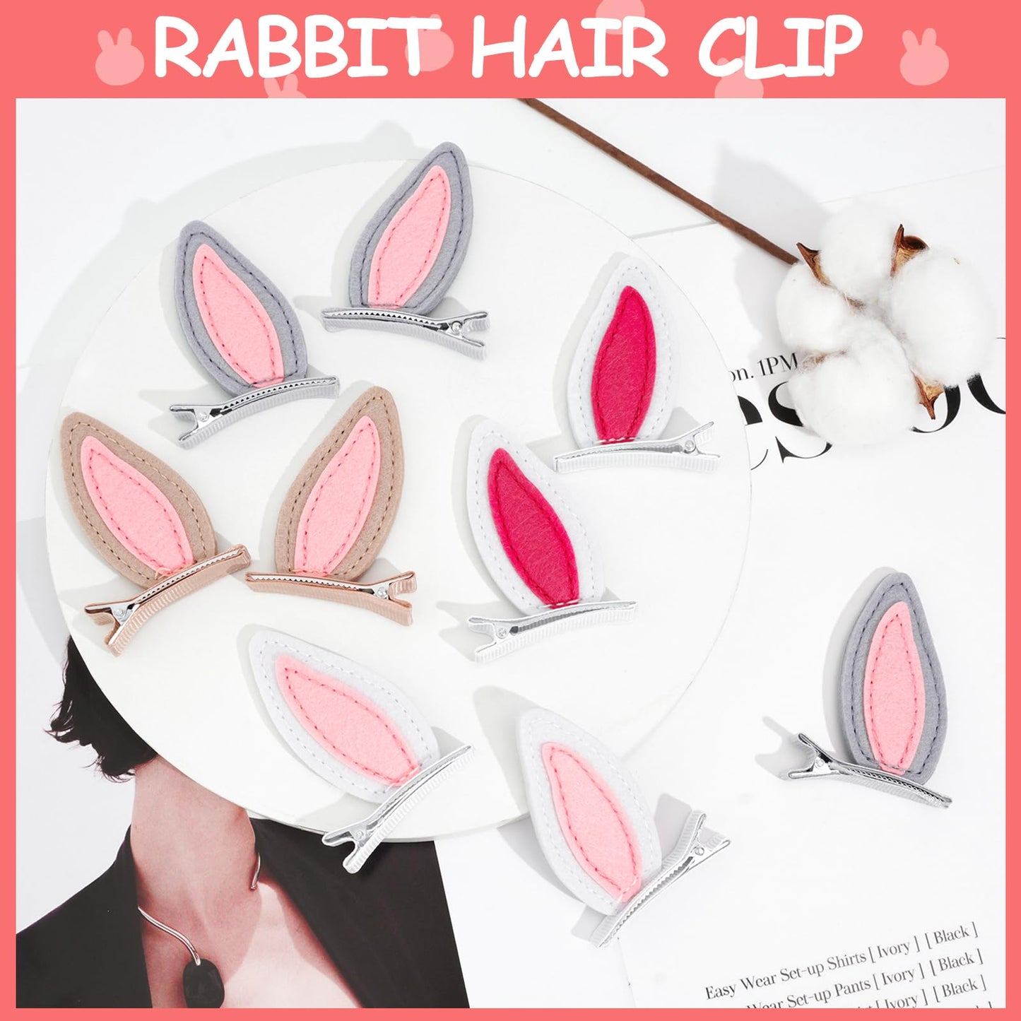 16 Pcs Bunny Ear Hair Clips Rabbit Ears, Toddlers Animal Hair Pins Easter Hair Accessories for Girls Hair Clips Kids Costume Par