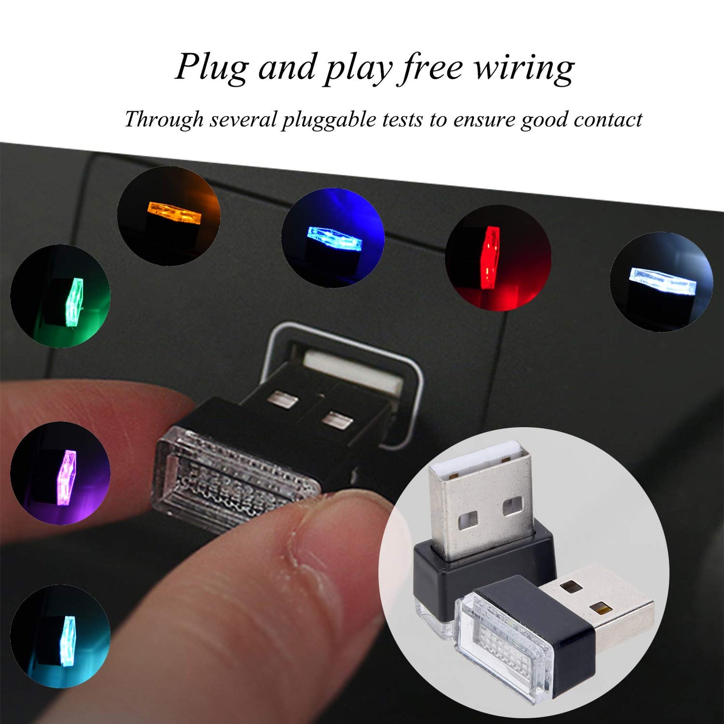 Febrytold Mini Usb Led Car Interior Lights - 2 Pcs Red Ambient Lighting, Model Fbd19120538