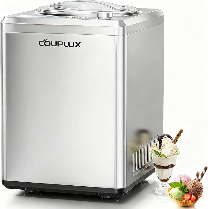 2.64 Qt Ice Cream Maker, Upgraded Fastest 250W Compressor Fully Automatic Ice Cream Machine with No Pre-Freezing, 2H Keep Cool, LCD Display & Timer, All Stainless Steel