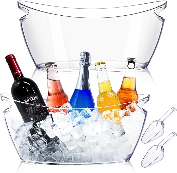 Ice Buckets for Parties: 2 PCS Acrylic Mimosa Bar Supplies with 2 Ice Scoop - 5.5 Liter Extra Large Clear Champagne Beverage Tub Cooler Bucket for Beer Sparkling Wine Cocktail