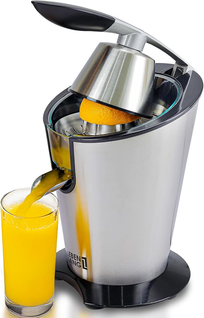 LEBENLANG Electric citrus juicer with high juice yield | Orange juicer squeezer 200W + 2 cones I Exprimidor de limones electrico Small juicers machine mini for citrus lemon Esprimidoras naranjas jugo