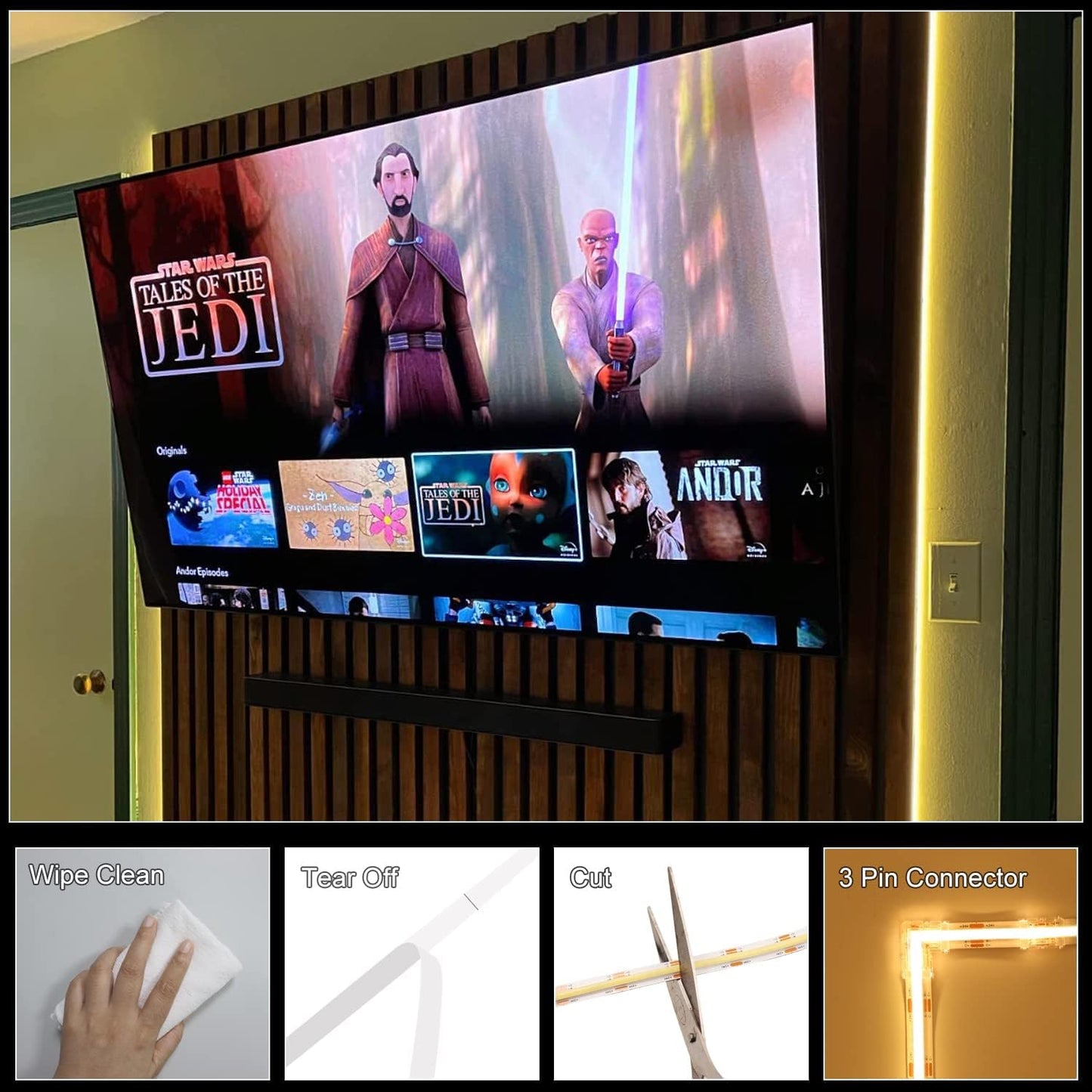 20Ft Cob Led Strip Lights  Bluetooth Smart App Tunable 3000K~6500K White Daylight To Warm White Light Strip With Remote Dimmable For Bedroom Kitchen Home Lighting