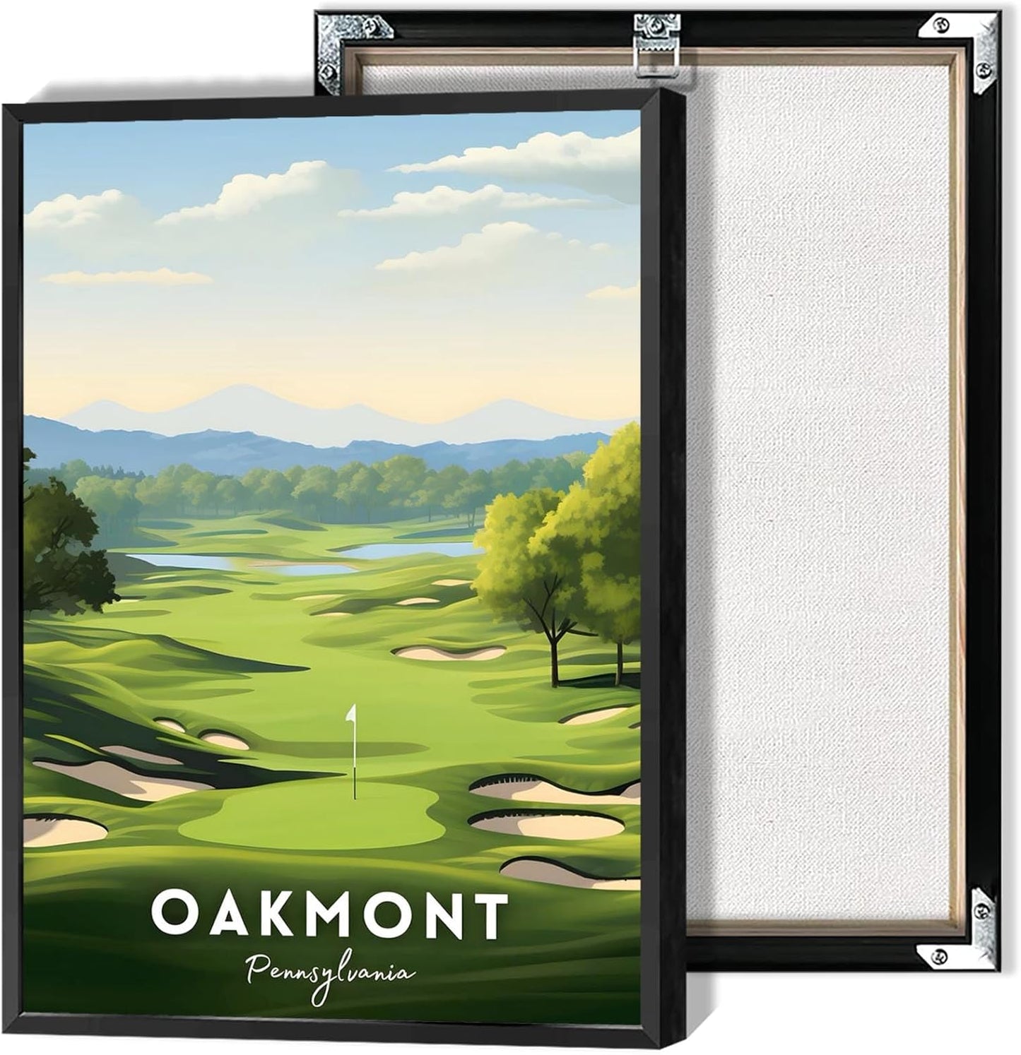 Oakmont Golf Course Poster Usa Travel Landscape Canvas Wall Art Unique Golf Lover Aesthetic Pictures Prints Painting For Living Room Bedroom Office Wall Decor 16x24in Framed