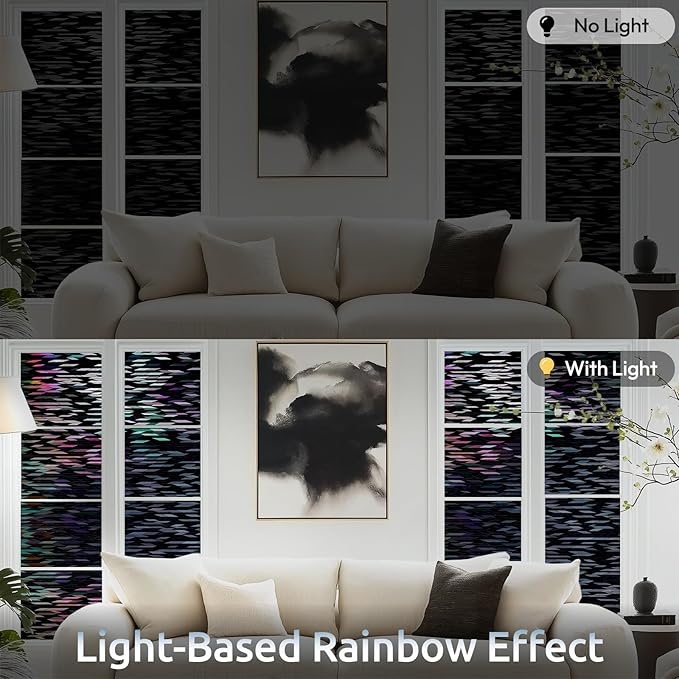 rabbitgoo Window Privacy Film, Total Blackout Window Film, Stained Glass Heat Control Glass Thermal Sticker, Room Darkening Door Cover, Anti-UV Privacy Cling with Installation Tools, 23.6" x 78.5"