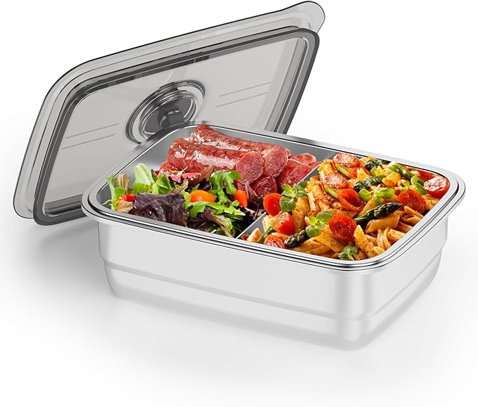 Electric Lunch Box For Adults - Rechargeable 75W Self-Heating Food Warmer with 1.5L Stainless Steel Container, Heated Lunch Box For Office, Picnic, Car & Outdoor Use(Silver)