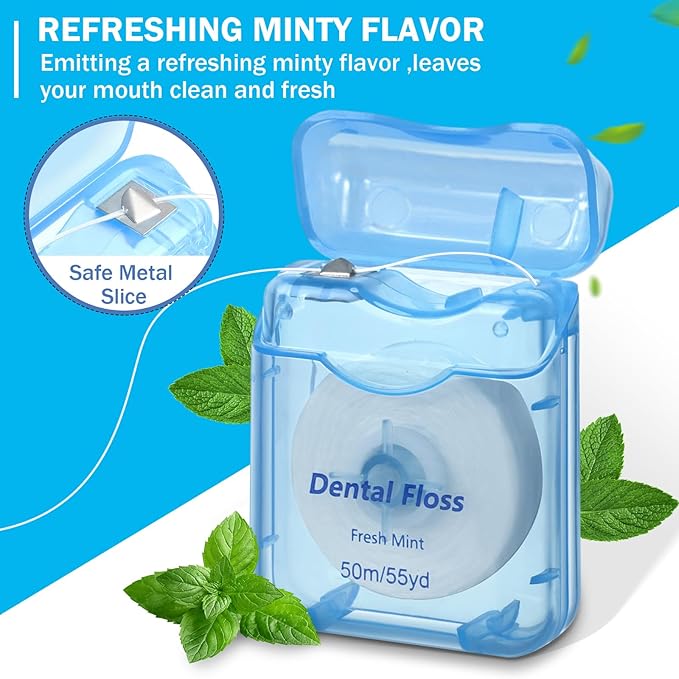 Mimorou 60 Pack Dental Floss Bulk Mint Flavored 50m Each Travel Dental Floss Oral Care for Teeth and Gum Protection(Multicolor)