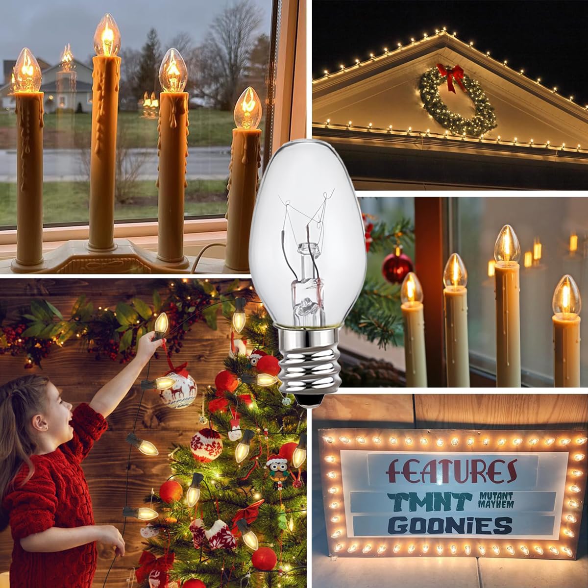 ZwwYvv Night Light Bulbs,E12 Candelabra Base,4 Watt/C7/120V Decorative Bulb,Warm White,6 Pack