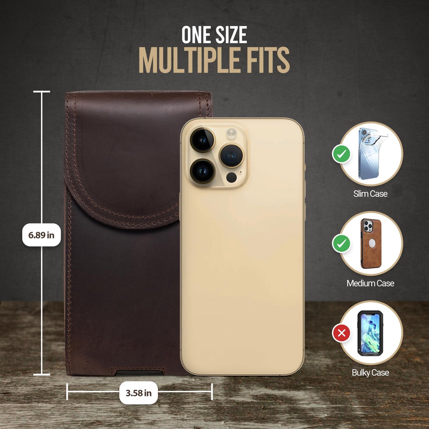 Hengwin Genuine Leather Phone Holster Fits For Iphone 16 Pro Max 15 Pro Max 14 Pro Max Samsung Galaxy S25 Plus S24 Ultra A54 Pou