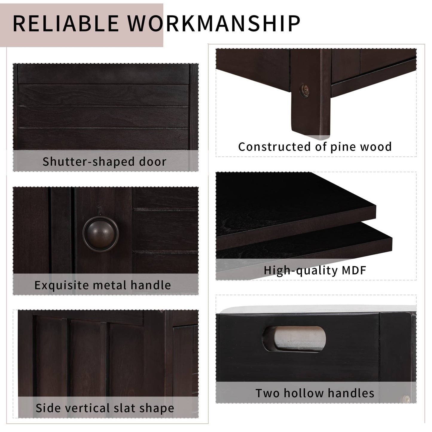 Brisca Wood Storage Bench 3 Shutter-Shaped Doors,Multifunction Shoebox,W/ 2 Size and Removable Cushion & Hidden Savings Space,for Entryway,Bedroom,Living Room,Espresso