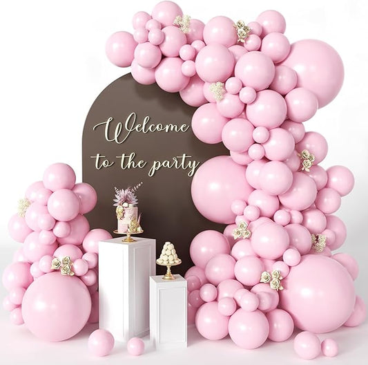 CVPARTYON Light Pink Balloons 125 Pcs Pink Different Sizes of 18 12 10 5 Inch Pastel Baby Pale Pink Balloon Arch Kit Garla...
