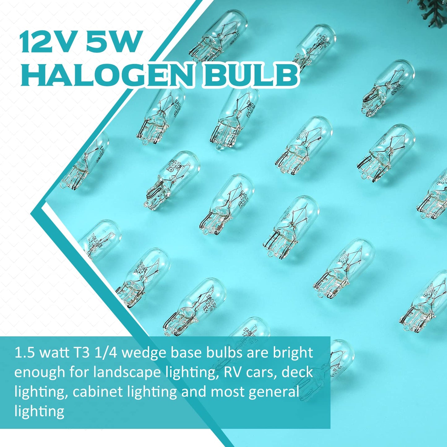 Honoson 12V 5W Clear Krypton Light Bulb - 1/4 Wedge Base For Landscape, Rv & Cabinet Lighting (100 Pieces)