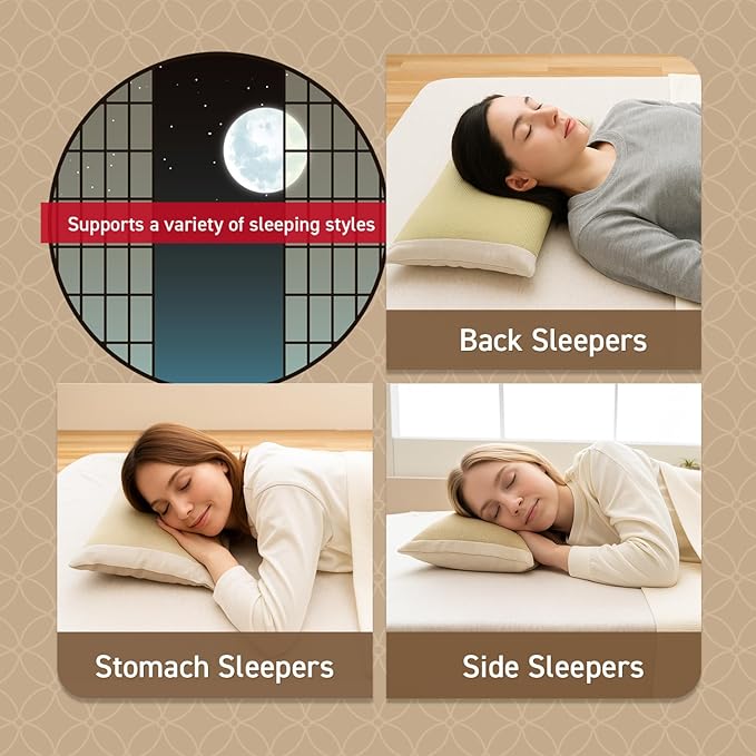 BJDesign Japanese Igusa (Rush Grass) Pipe Bed Pillow, Made in Japan, All Sleepers, Breathable & Deodorizing, 11.8x19.7x2.6 Inch