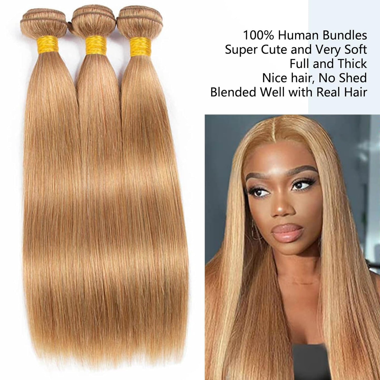 Lagalaga Bundles Human Hair 28 30 32 Inch Straight Brown 27 Color Human Hair Bundles Unprocessed Brazilian Virgin Hair Quick Wea