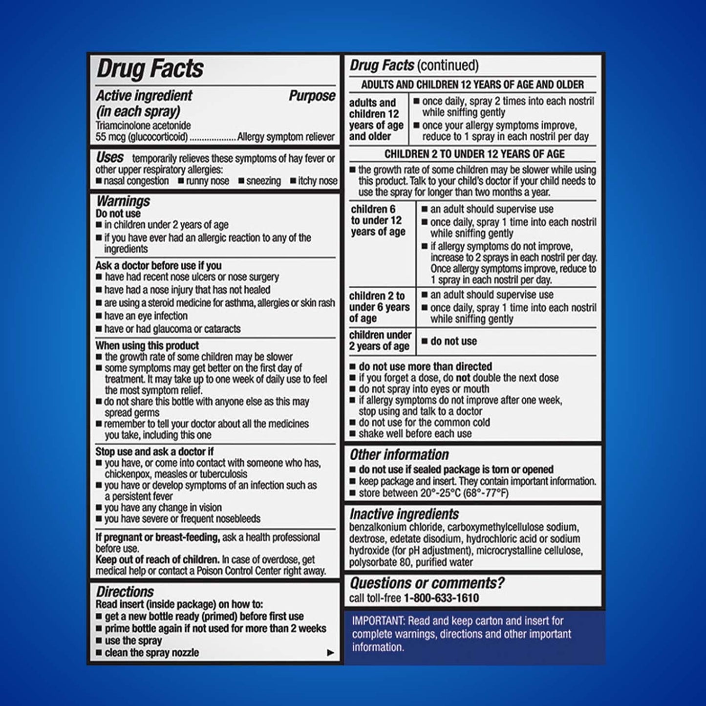 Nasacort 24HR Allergy Nasal Spray for Adults, Non-drowsy & Alcohol Free, 240 Sprays, 0.57 fl.oz. 2Ct