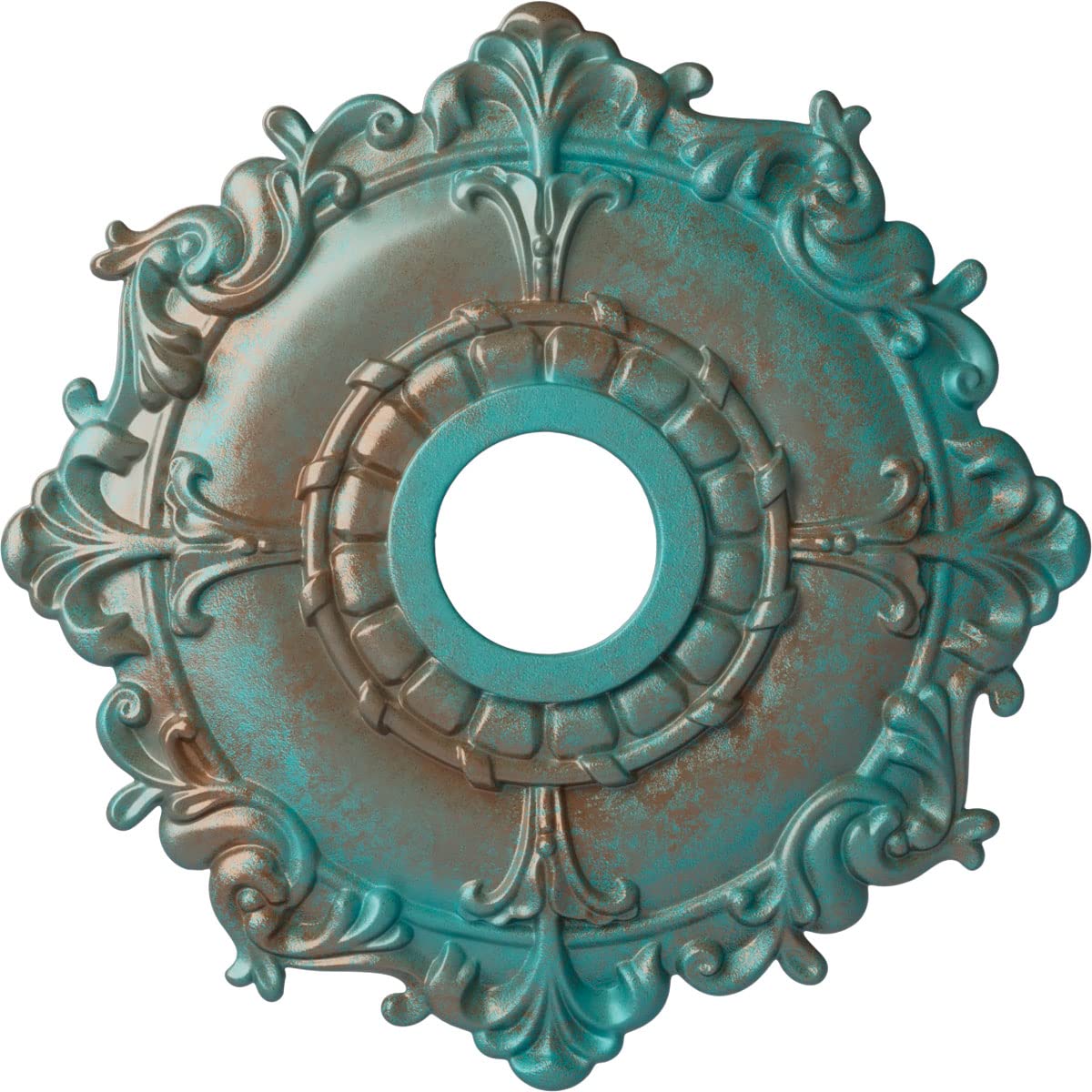 Ekena Millwork Cm18Rlcgs Riley Ceiling Medallion, Copper Green Patina