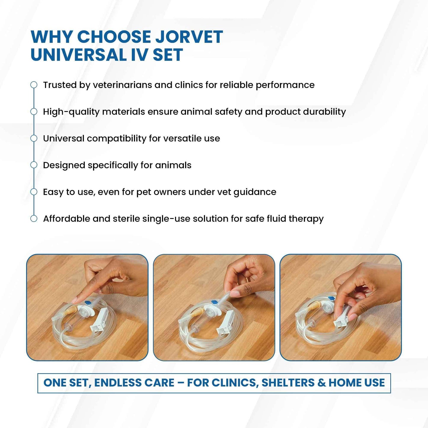 JorVet Universal IV Set | Veterinary-Grade Infusion Set with 72" Soft Tubing, Luer Connector, Roller Clamp & Bacteria-Proof Air Vent for Safe & Precise Fluid Delivery | Vented & Non-Vented Single-Use