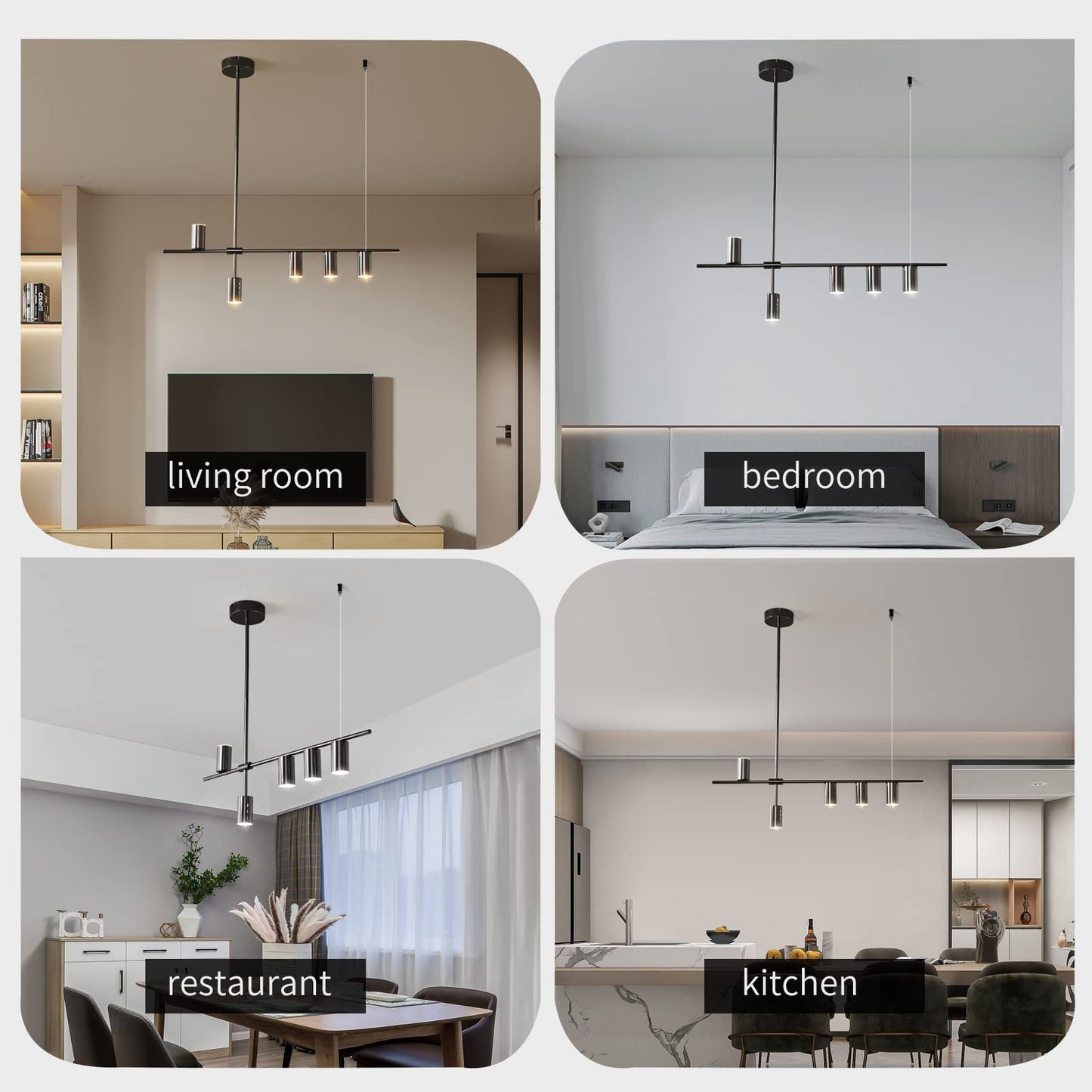 Siittoo Dining Room Light Fixture  Upgraded Dimmable Led Modern Pendant Light With Electroplated Surface  Modern Black Led Hanging Chandelier Light Fixture For Kitchen Island Dining Room 35W 5-Light
