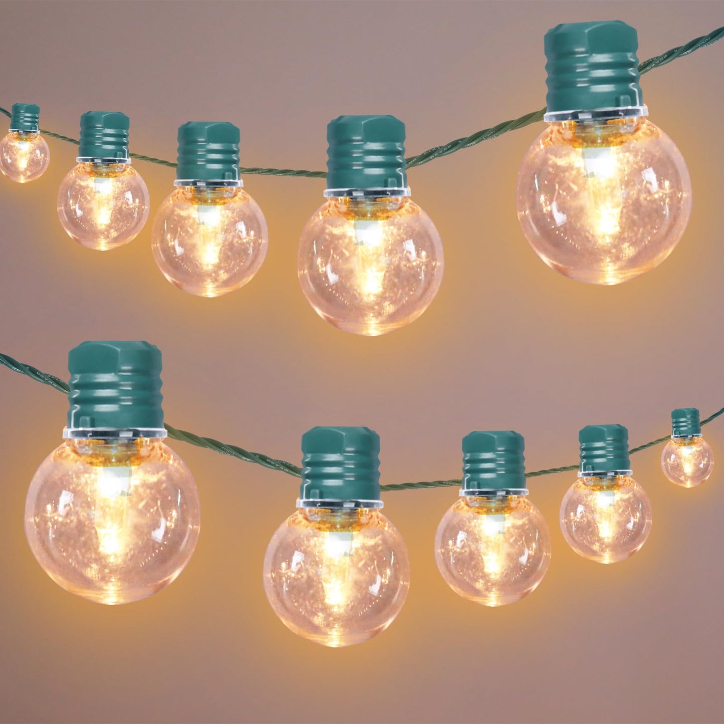 Afirst LED Outdoor String Lights, 21FT Waterproof Patio Lights, 35 Bulbs, Green, Model G40