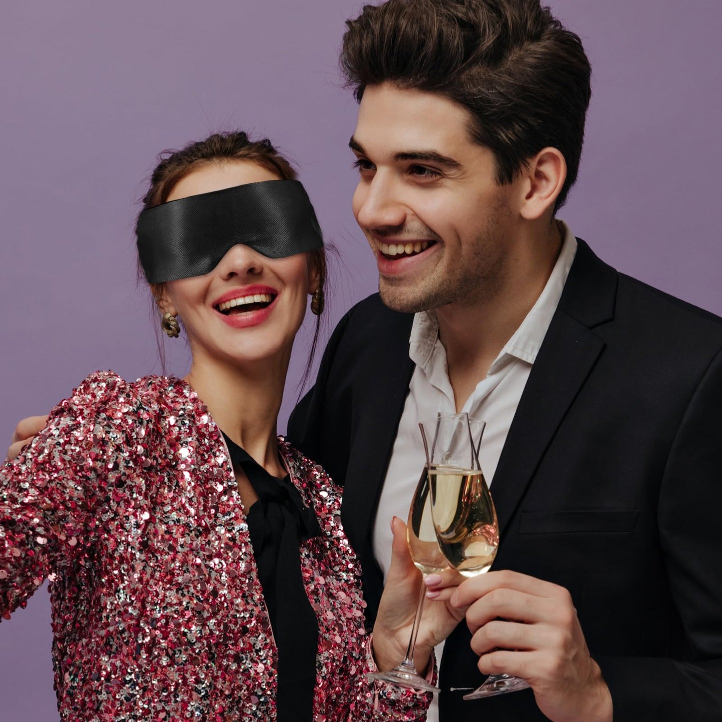 4Pcs Satin Blind Fold for Game, Soft Silk Blackout Blindfold for Adults Couples, 57'' V-Shaped Sleeping Eye Mask, Adjustable Eye Shade Cover, Travel Blind Folds for Adult Play Women Men Meditation
