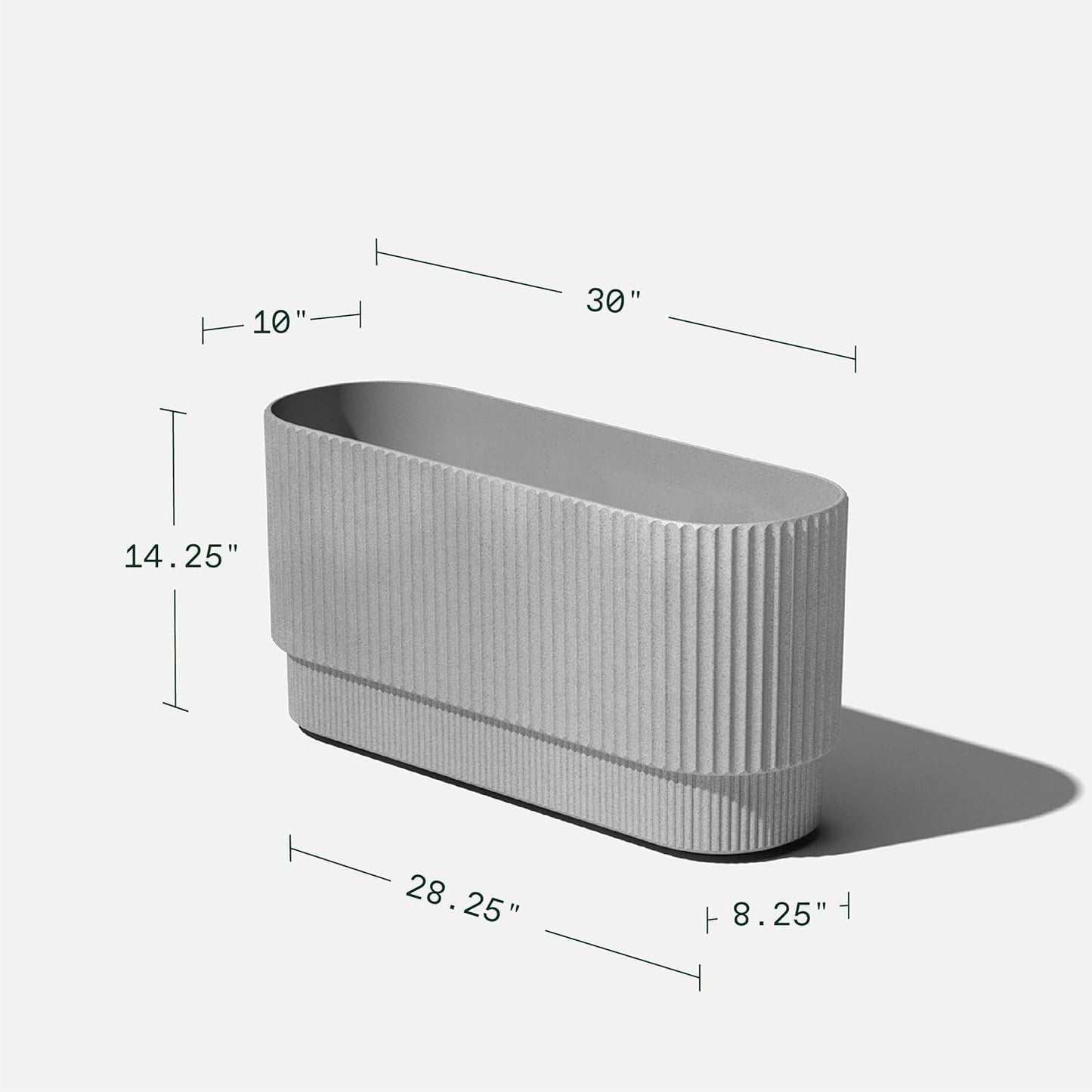 Veradek Demi Series Long Planter for Porch, Patio, Backyard | Durable Plastic-Concrete Material | Modern Décor for Shrubs, Flowers