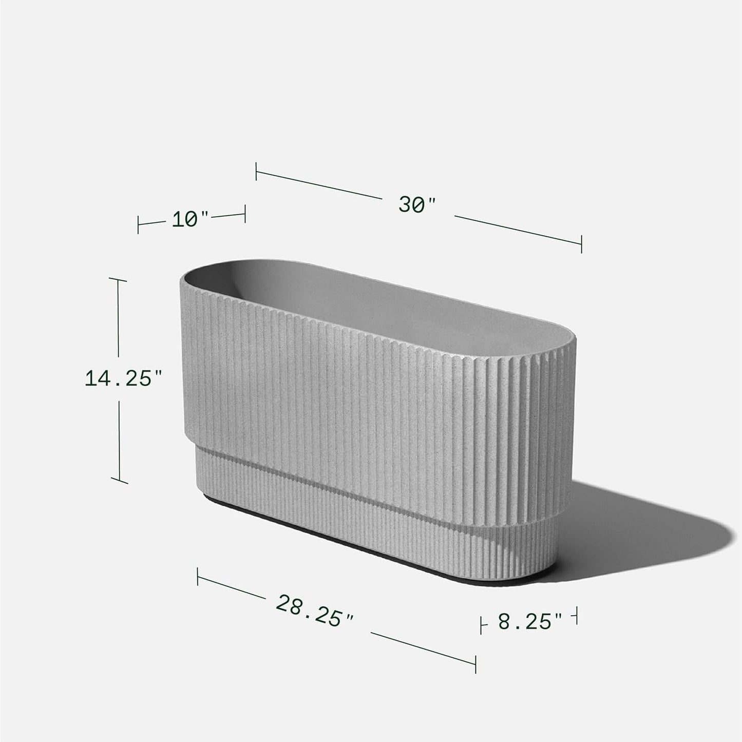 Veradek Demi Series Long Planter for Porch, Patio, Backyard | Durable Plastic-Stone Composite Material | Modern Décor for Shrubs, Flowers