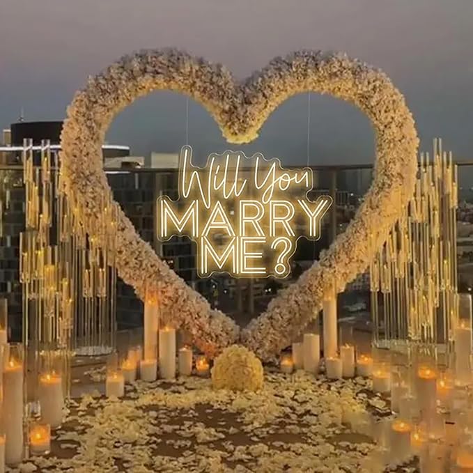 Will You Marry Me? Neon Sign -Size:23inch- Custom Large Wedding LED Neon Light Home Wall Decor Wedding Engagement Party Ba...