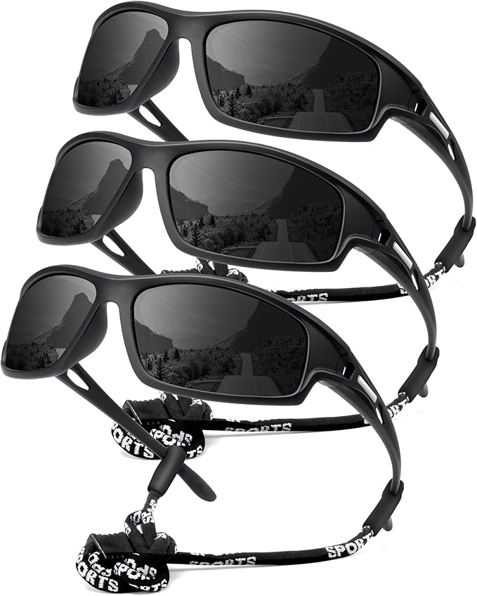 NSSIW Polarized Sunglasses-for-Men-Women Sports Mens-Sunglasses: Wrap Around Sun Glasses UV400 Running Fishing Golf 3 Packs