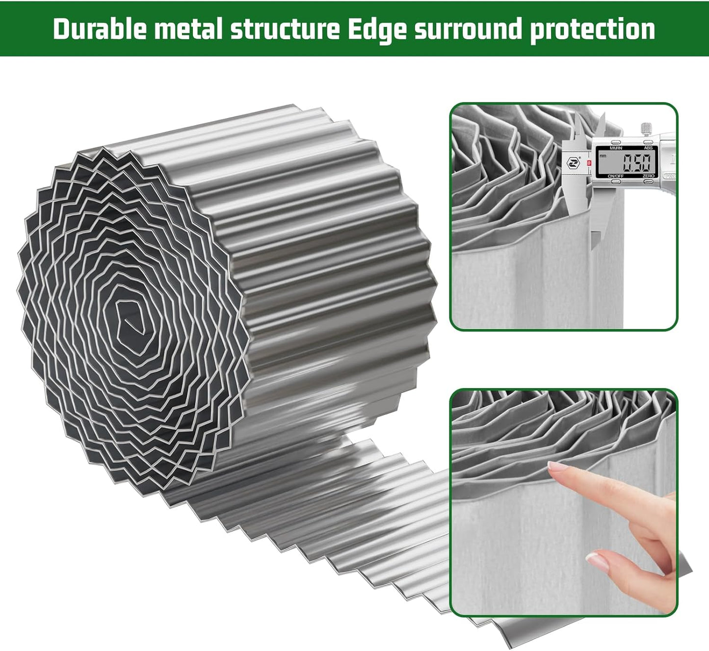 SnugNiture Corrugated Metal Garden Edging,6" x 40' Sturdy Lawn Edging Border,Landscape Edging Border for Lawn, Flower Bed,Garden and Yard