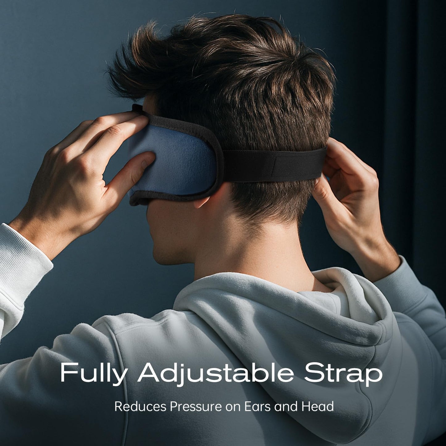 ZHENYEMEI 3D Sleep Mask with Bluetooth Headphones, Sleeping Headphones for Side Sleepers, Wireless Music Eye Mask with Ultra-Thin Stereo Speakers for Men, Women, Tech Gifts, Deep Blue