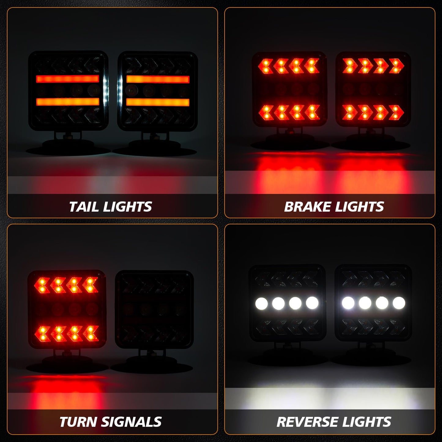 inhtgeas Wireless Trailer Lights - Magnetic, 2.4GHz Transmission, Strobe Mode, Model Z-W47B, Towing Lights for Trucks, RVs, Boats