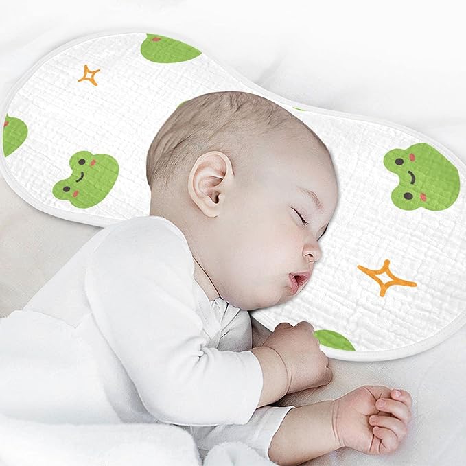 Muslin Baby Burp Cloths Set of 2, Soft Absorbent Cute Frog Muslin Washcloths, Bibs, Face Towel for Newborn Boys Girls, 22 x 11 Inch