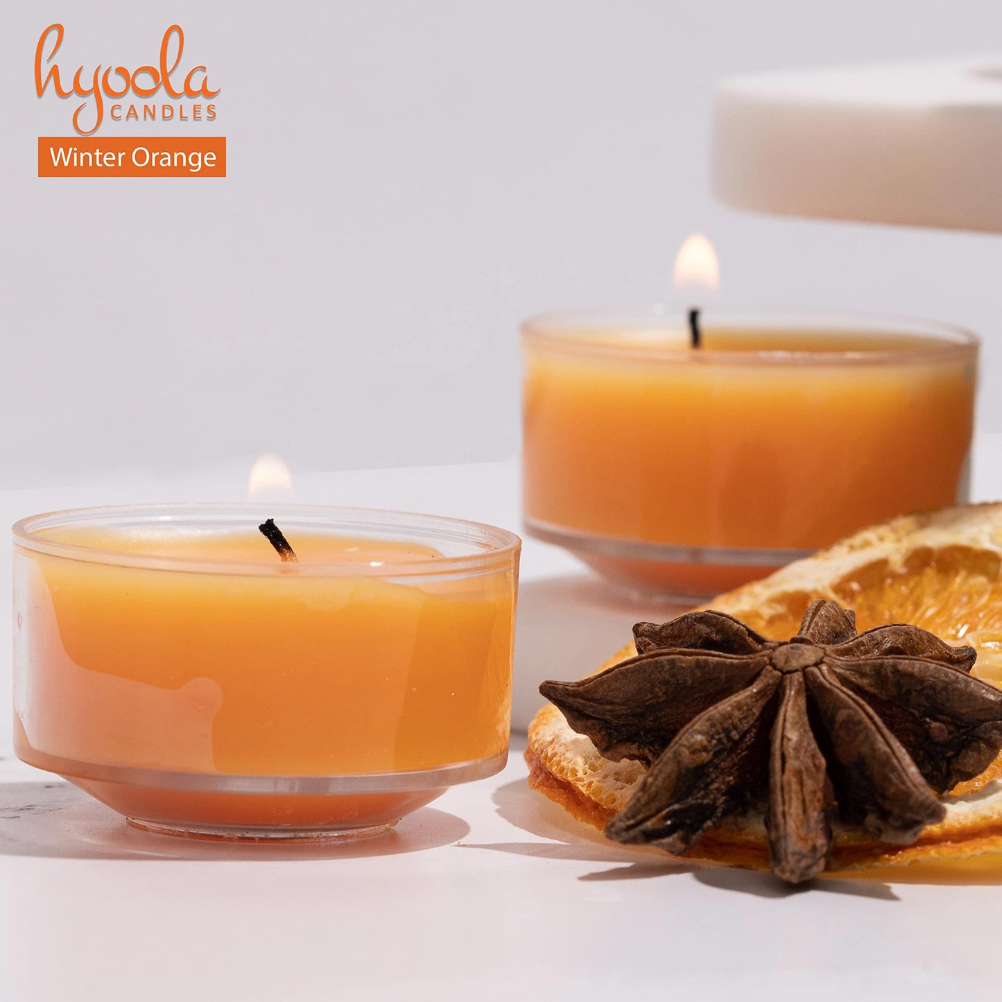 Hyoola Scented Tealight Candles - Winter Orange - 6 Hour Burn Time - 15 Pack - Clear Cup - 1.9 Inch