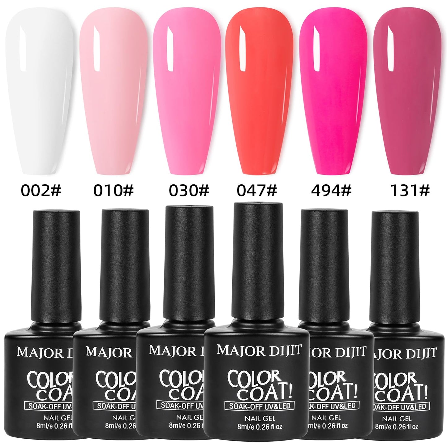 Major Dijit Acrylic Nail Kit with Drill - Complete Starter Set for Beginners White Pink Clear Acrylic Powder, 6 Gel Polish Color