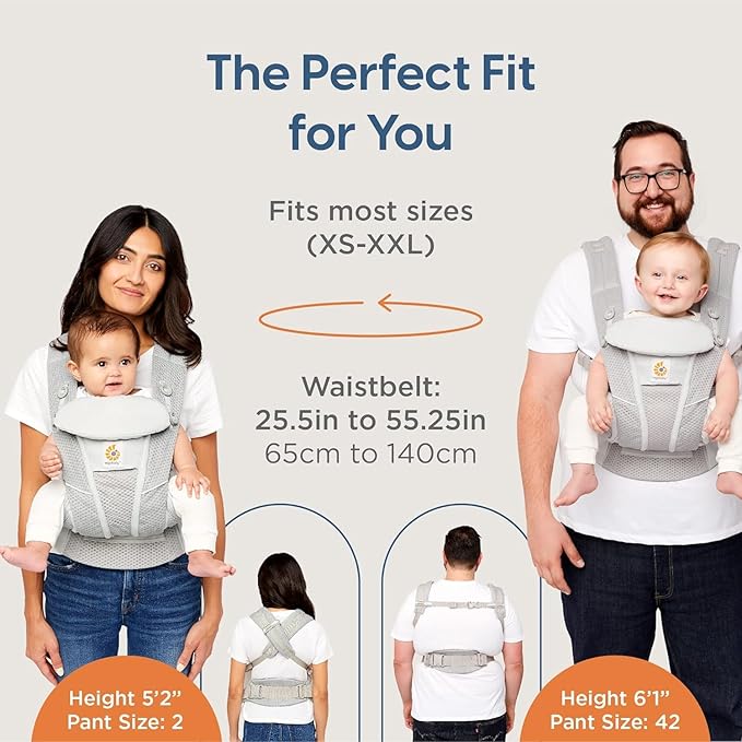 Ergobaby Omni Dream Cotton Baby Carrier Newborn to Toddler - Breathable Baby Carrier for Summer - All-Position Carriers for Newborn to Toddler with Lumbar Support (7-45 lbs) - Cotton, Pearl Grey