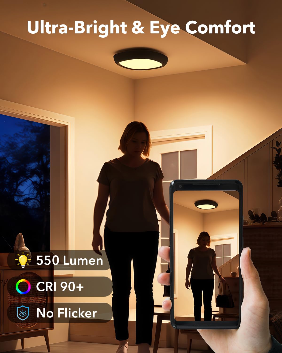 Motion Sensor Rechargeable Ceiling Light With Remote  550Lm 12000Mah Wireless Shower Lights For Inside Shower Battery Operated Rgb Closet Light Sensored Led Overhead Lighting No Wiring For Garage