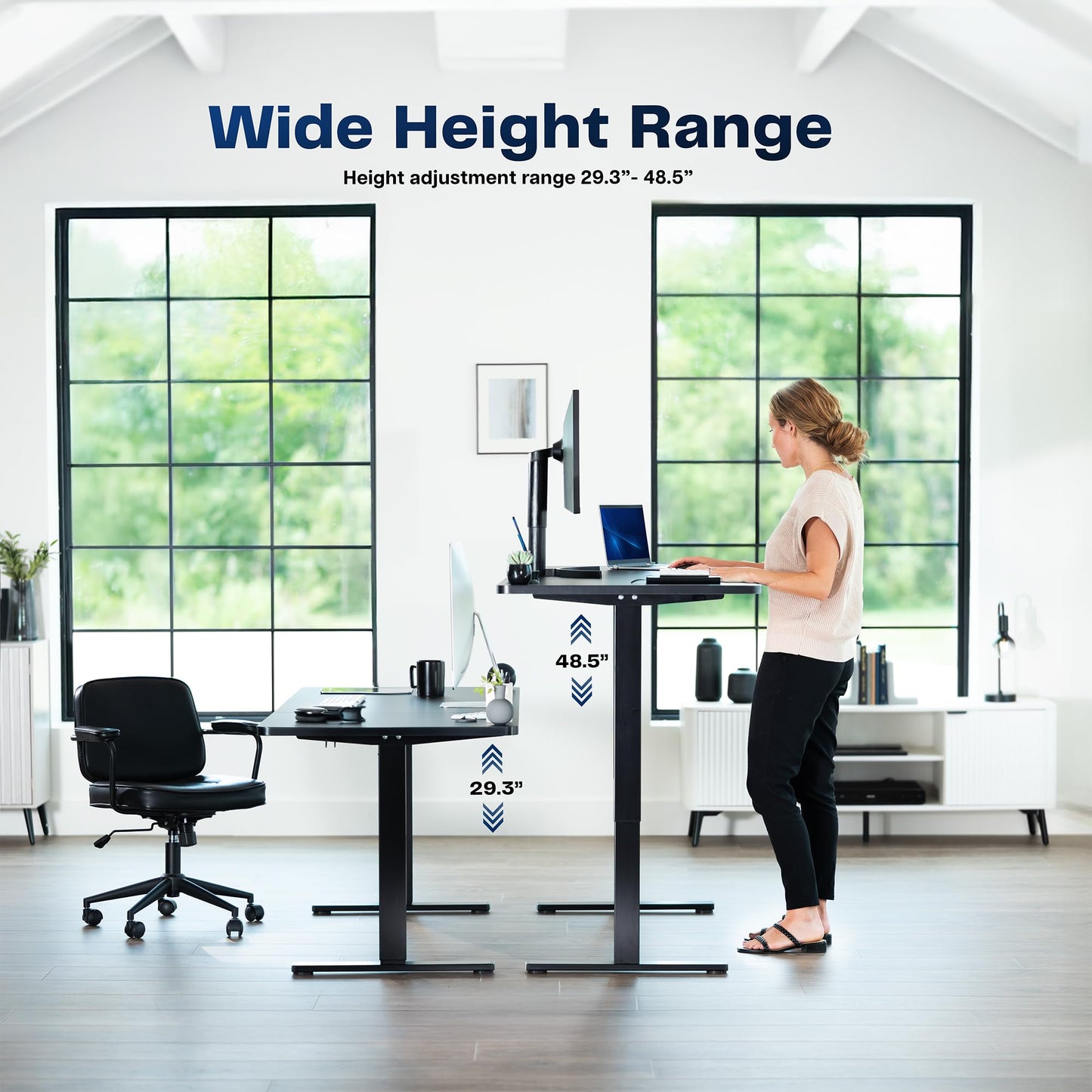 VIVO Electric Dry Erase 60 x 24 in Standing Desk, Memory Height Adjustment, 1B Series, Holds 220 lbs, Whiteboard Top Black Frame, DESK-KIT-1B6WE