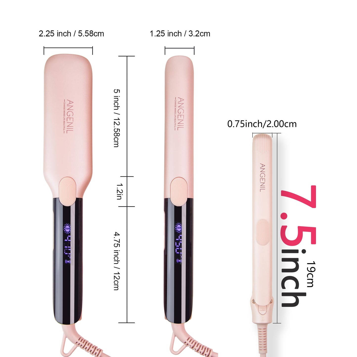 ANGENIL Pro Titanium Flat Iron Hair Straightener and Curler 2 in 1, Dual Voltage - Hair Straightening Ceramic Flat Iron 1-inch (