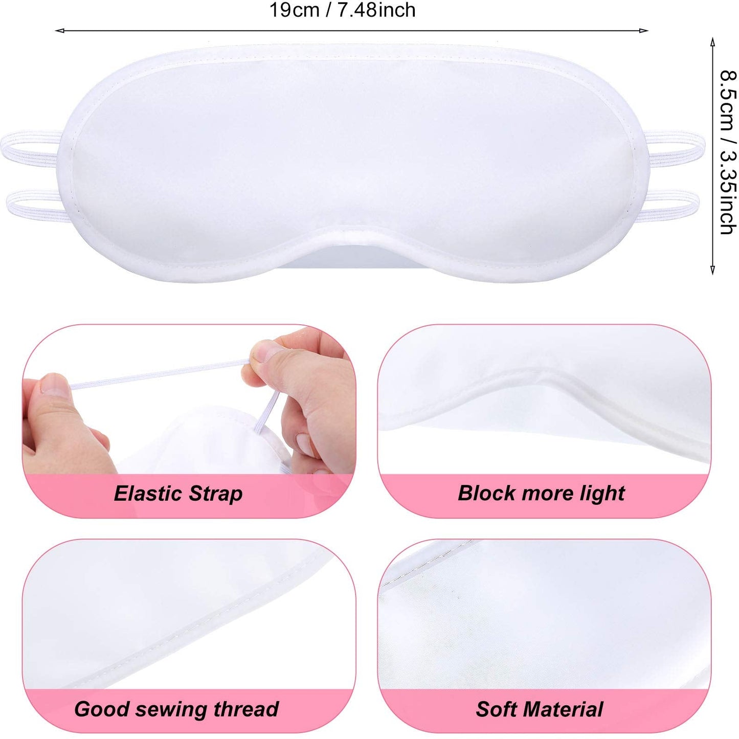 28 Pieces Sublimation White Eye Mask Blanks Sleepover Party Supplies Slumber Pajama Party Decorations with Fabric Marker Pens DIY White Sleep Mask