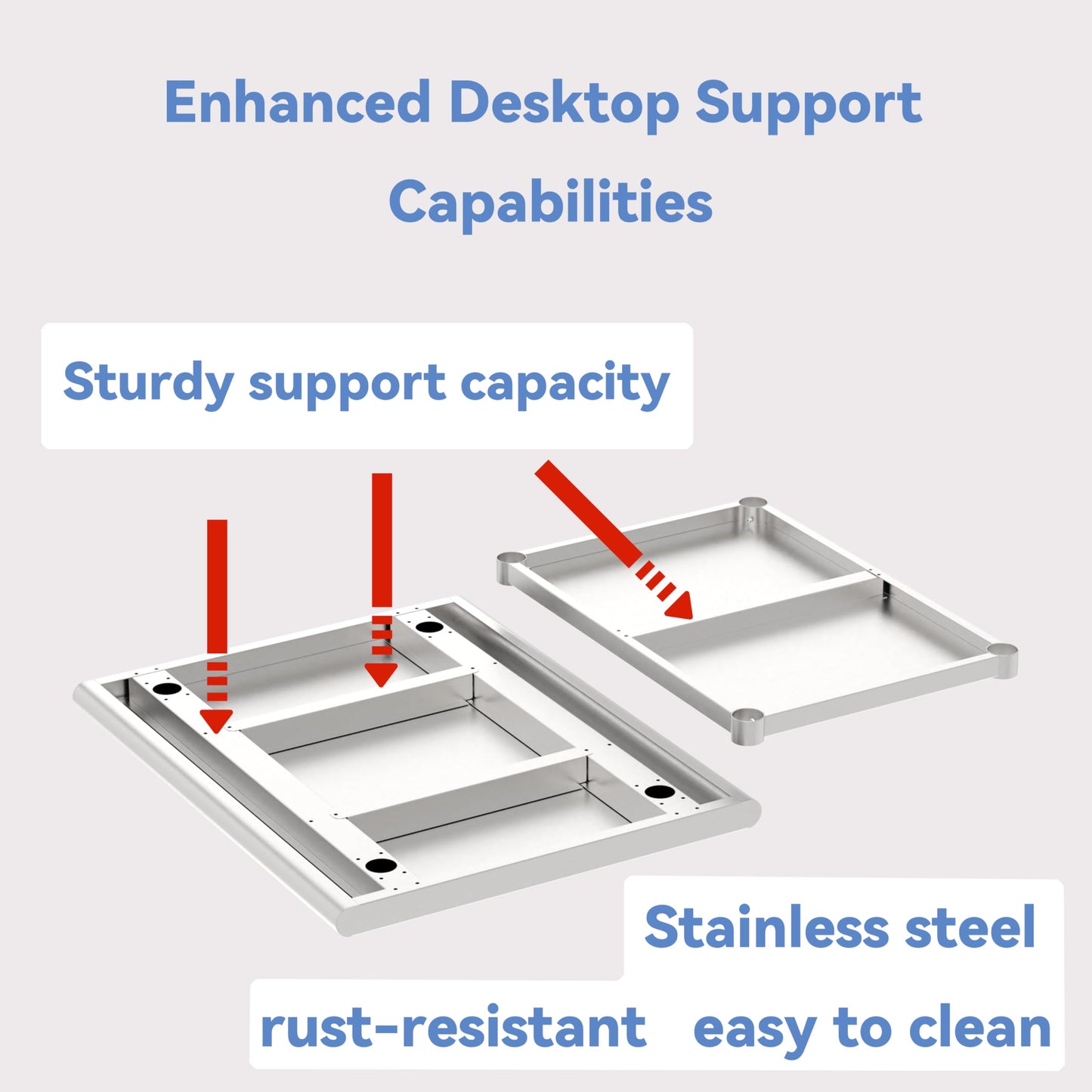 Stainless Steel Table (Backboard Table+Adjustable Legs, 24 x 48 Inch)