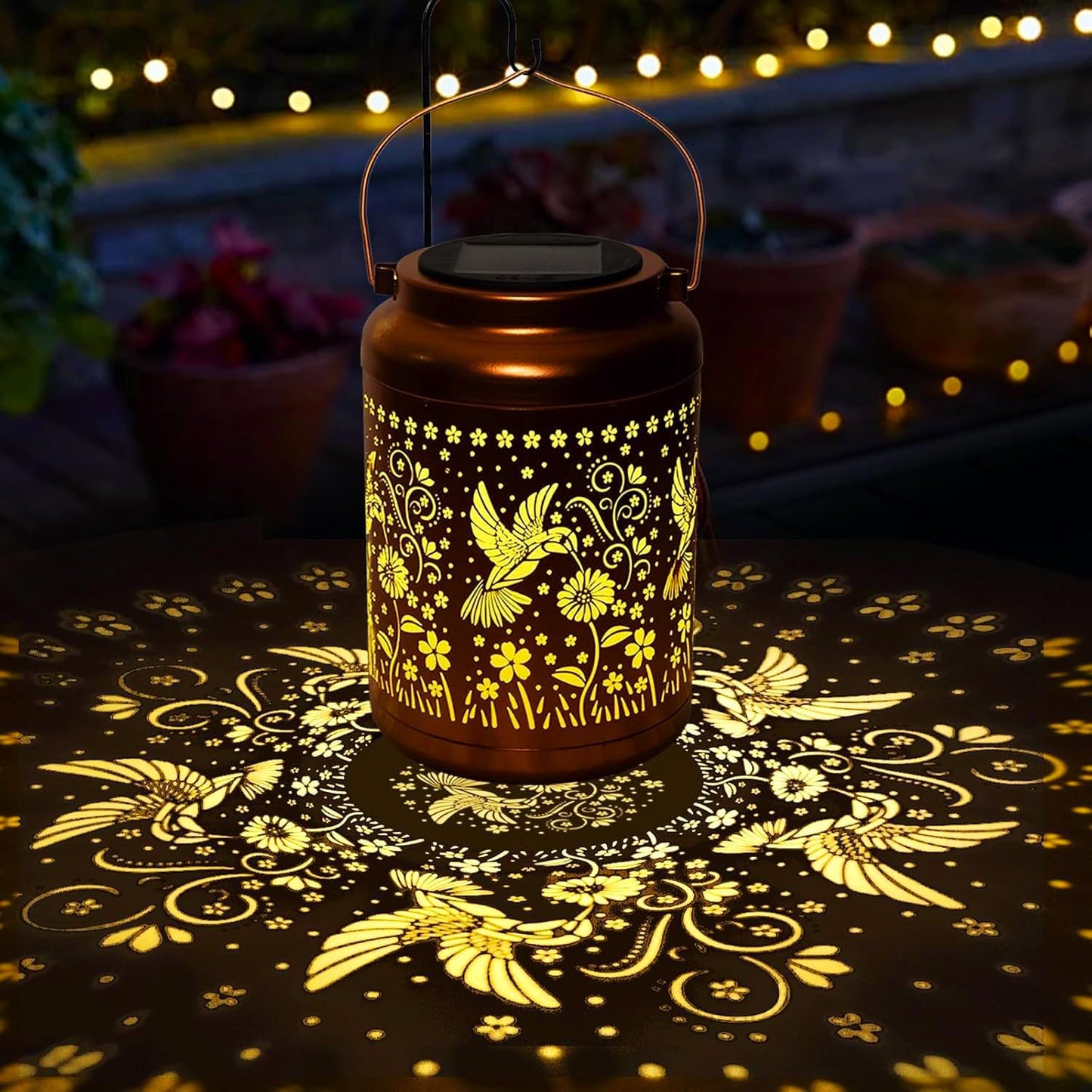 Solar Lanterns Outdoor Garden Decor- Solar Lights Waterproof Hummingbird Decorative Gifts For Women Mom Grandma Hanging Metal Lights Gardening Gift For Outside For Yard  Patio  Backyard  Farm