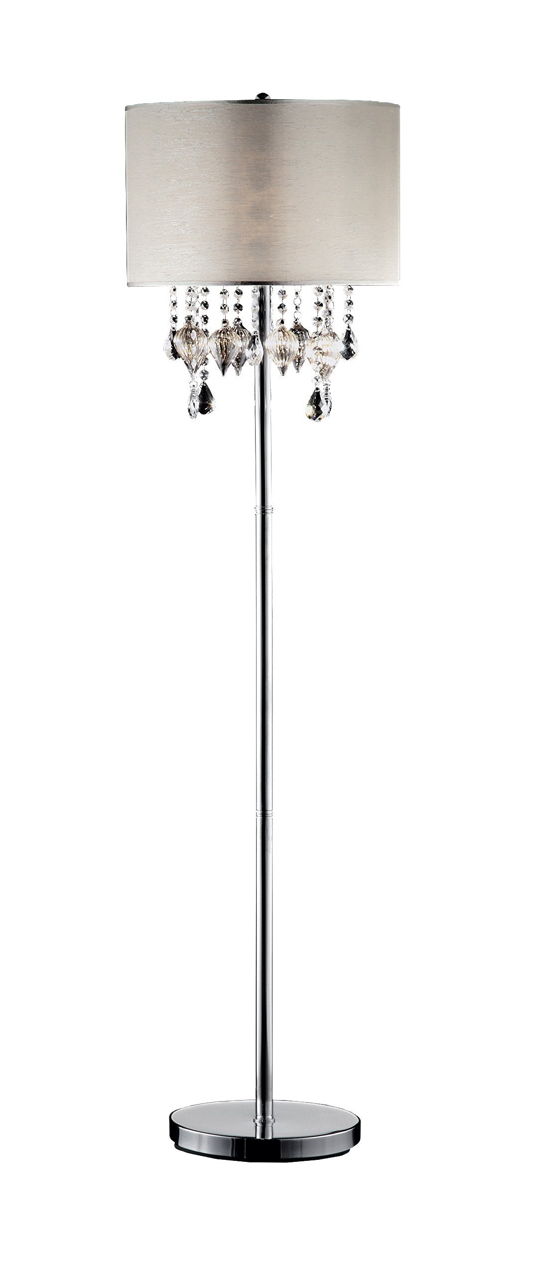 OK Lighting Floor Lamp, Crystal Gold Peach, Model OK-5125F, Chrome Finish