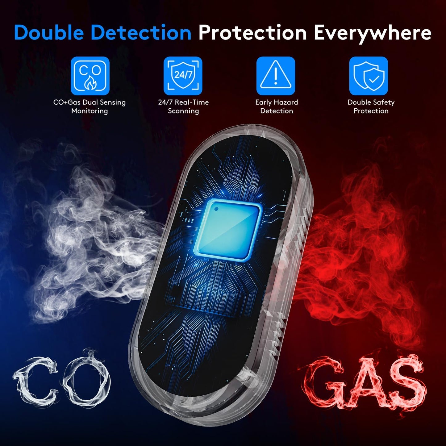 2 Packs Carbon Monoxide Detectors, 4-in-1 CO & Natural Gas Detection Plug-in, 85dB Warning with Digital Screen, Easy Installation for RV/Bedroom/Office,Provides Reliable Daily Monitoring
