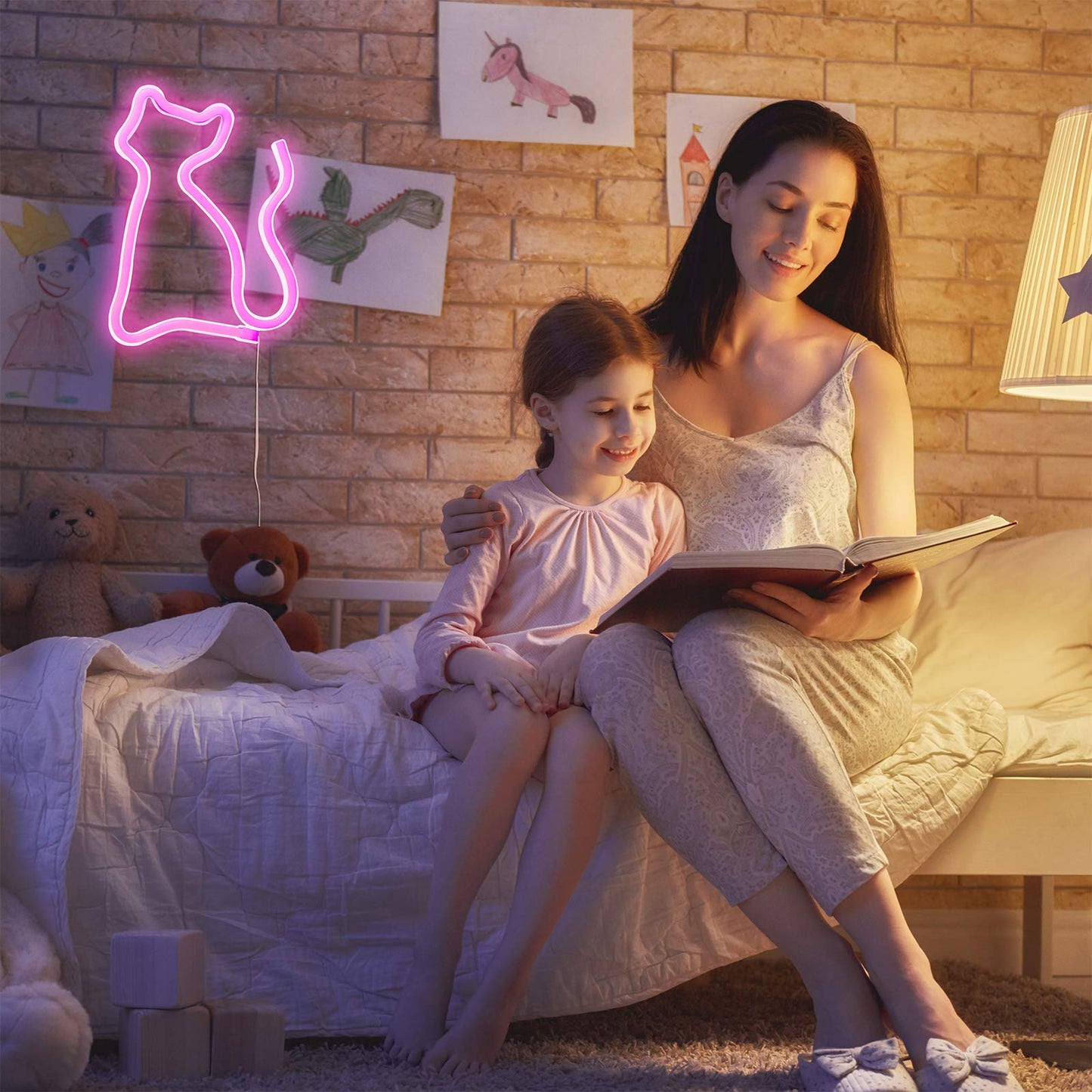 YAOZHOU LED Cat Neon Sign Light, Pink, Battery/USB Operated, Wall Decor for Cat Lovers, Kids, and mature-themeds