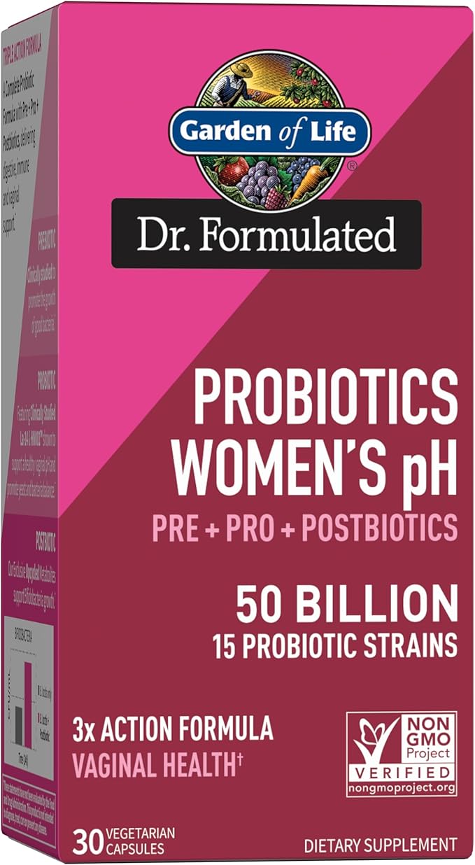 Garden of Life Dr Formulated Once Daily 3-in-1 Complete Prebiotics, Postbiotics & Probiotics for Women, PRE + PRO + POSTBIOTIC Supplement for Women’s Digestive, Immune & Vaginal Health, 30 Day Supply