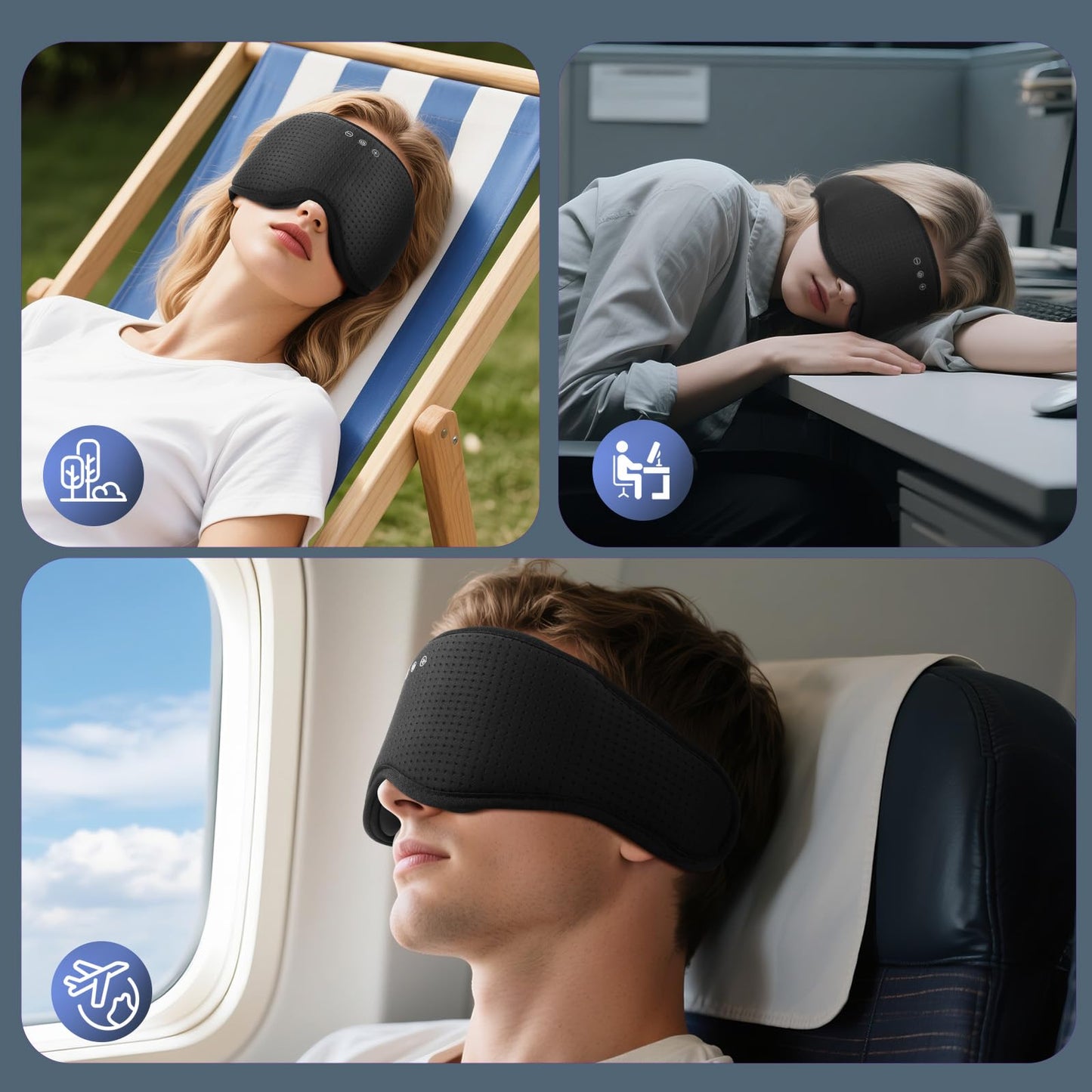 ZHENYEMEI Sleep Mask with Bluetooth 5.4 Headphones, Removable 3D Eye Cups, Timing Sleeping Headphones for Side Sleepers, Wireless Music Eye Mask Speakers for Men, Women, Tech Gifts, Black