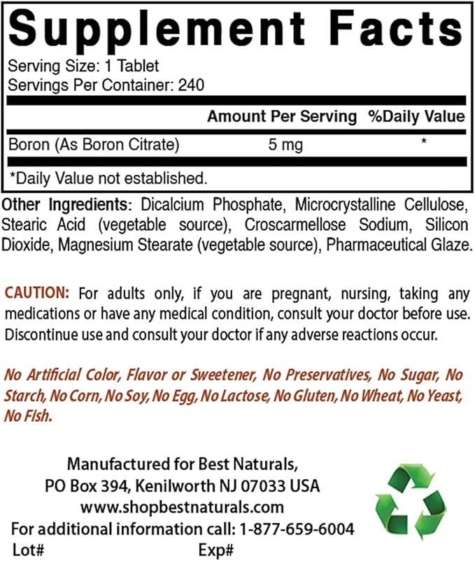 Boron 5 mg & MK-7 Vitamin K2 100 mcg